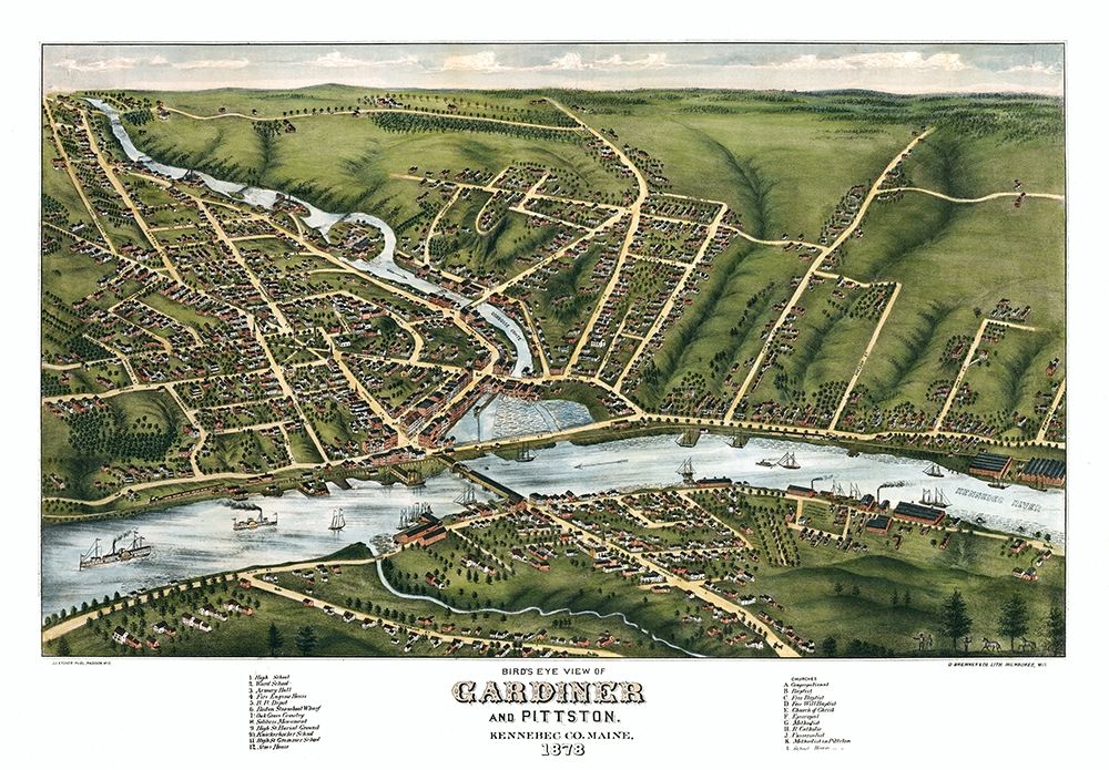 Gardiner Maine - Stoner 1878