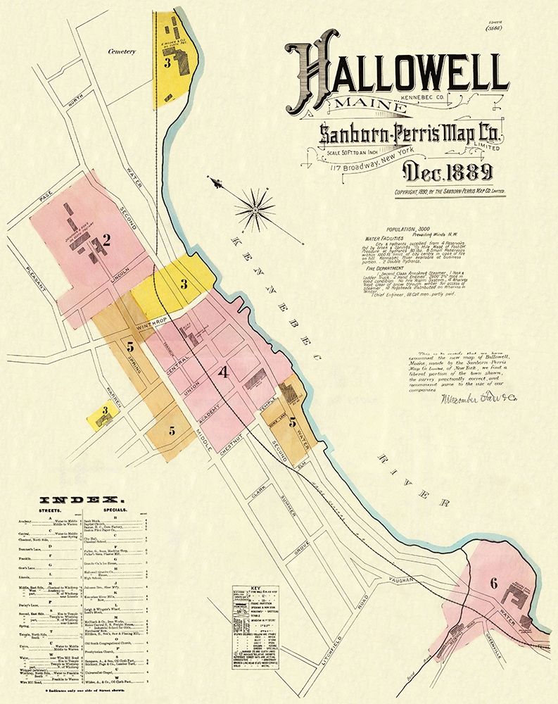 Hallowell Maine - Sanborn 1889