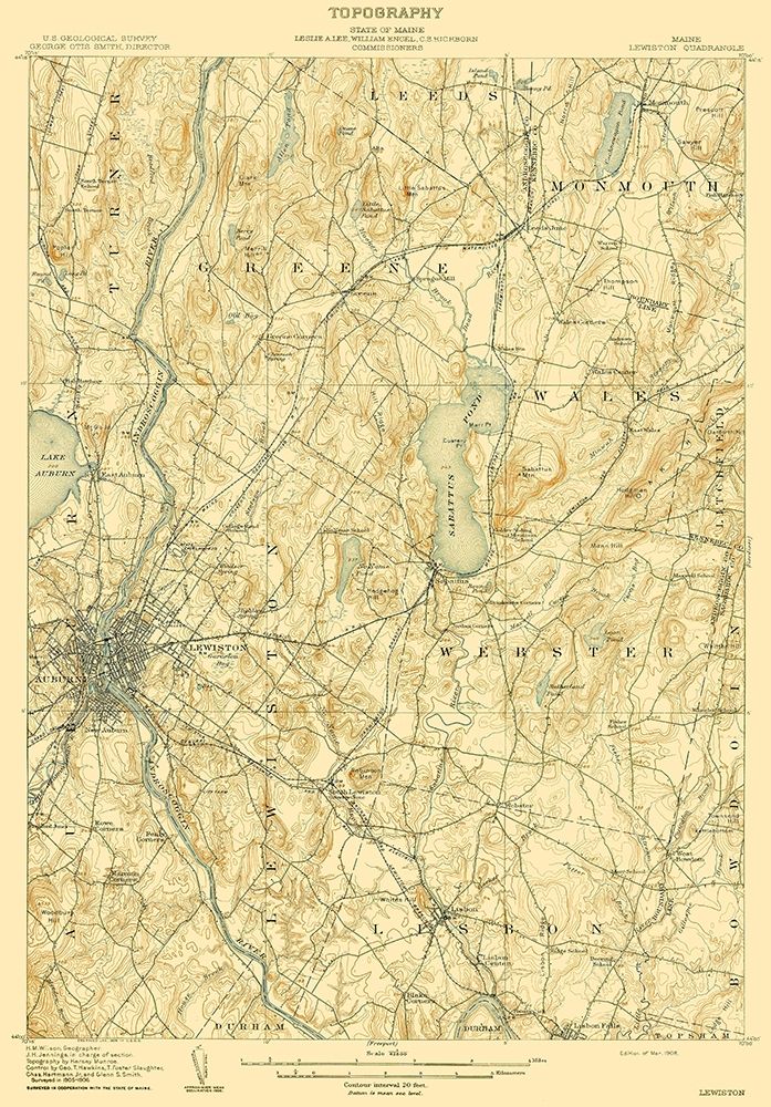 Lewiston Maine Quad - USGS 1908