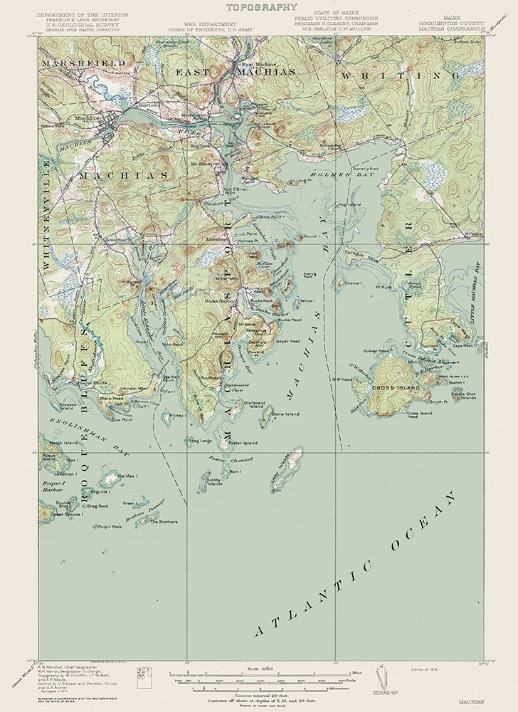 Machias Washington County Maine Quad - USGS 1918