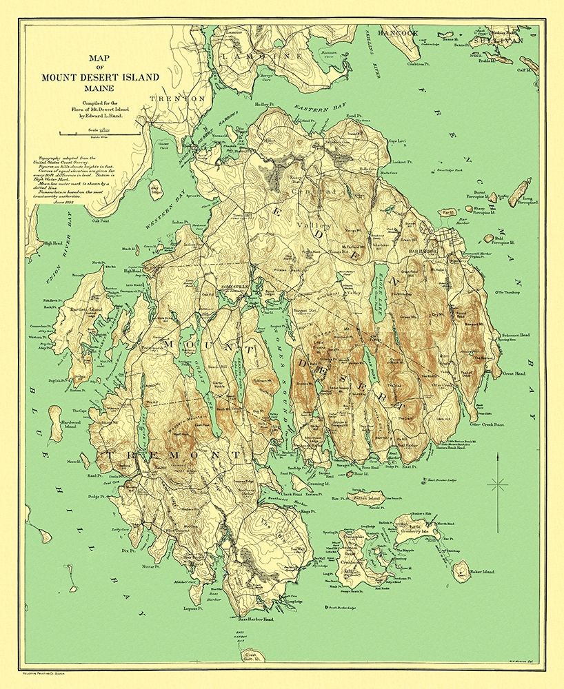 Mount Desert Island Maine - Rand McNally 1893