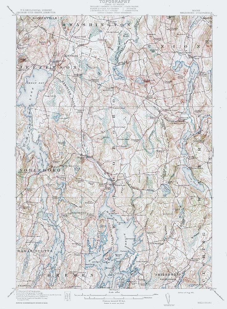 Waldoboro Maine Quad - USGS 1915