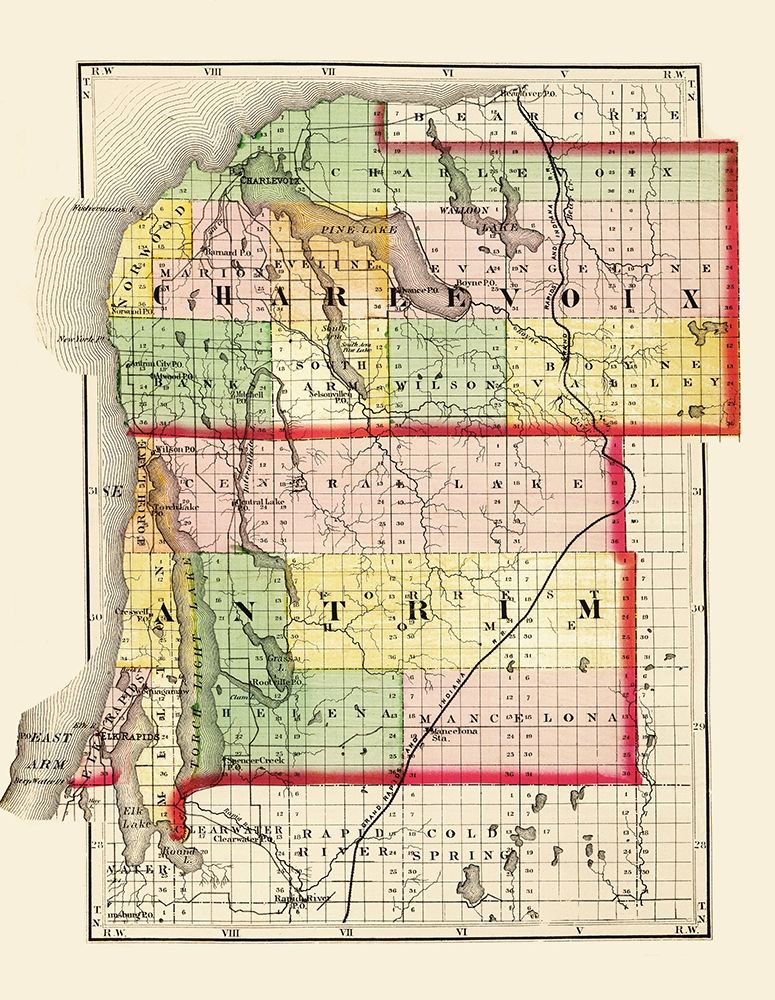 Charlevoix  Antrim Michigan - Walling 1873