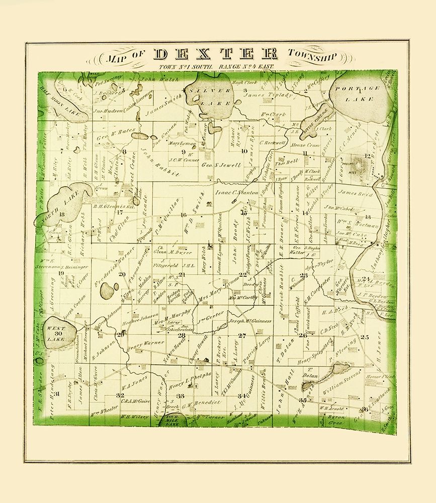 Dexter Michigan Landowner - Everts 1874
