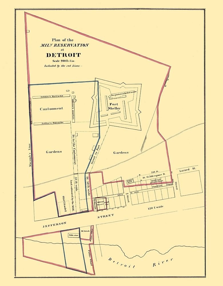 Detroit Michigan Military Reservation Plan 1860
