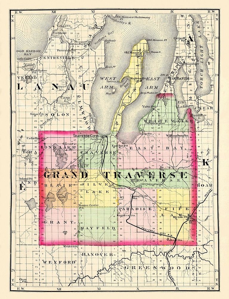 Grand Traverse Michigan - Walling 1873