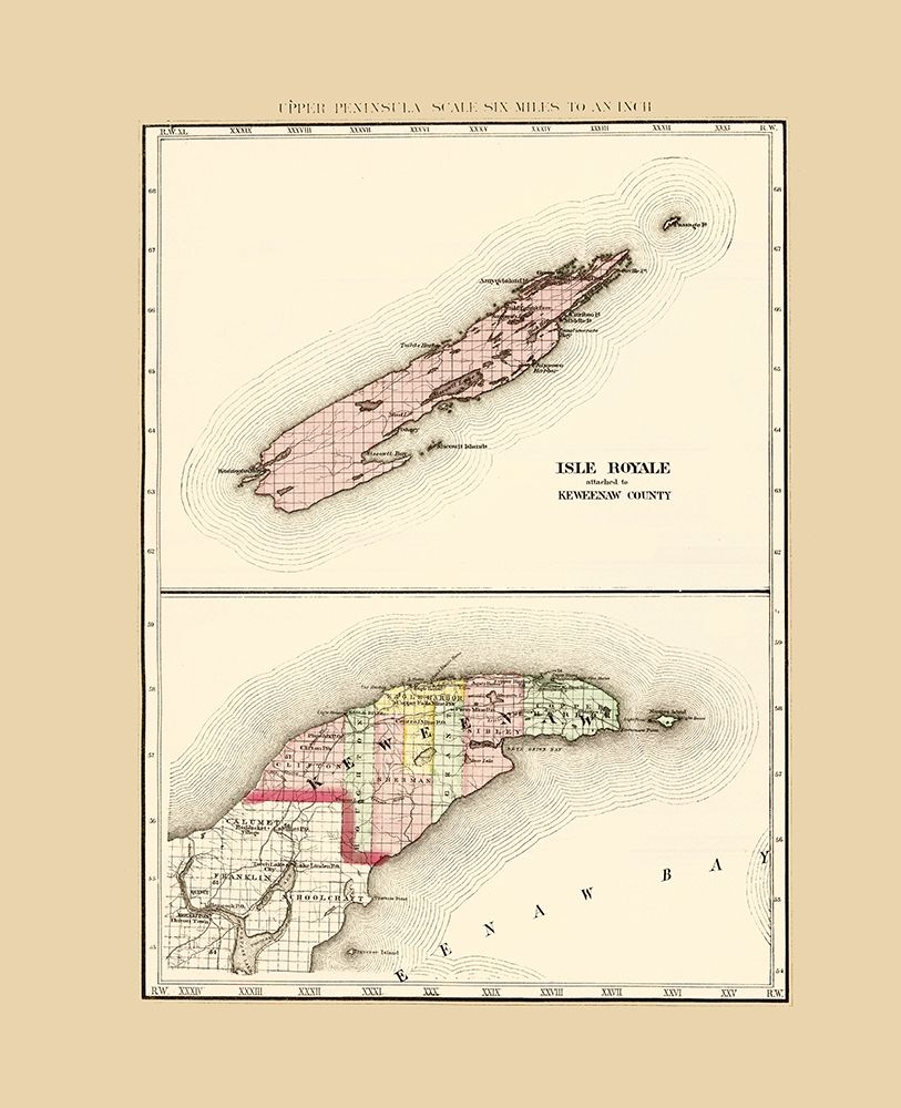Keweenaw  Isle Royale Michigan - Walling 1873