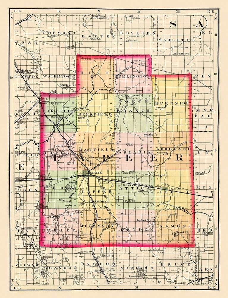 Lapeer Michigan - Walling 1873