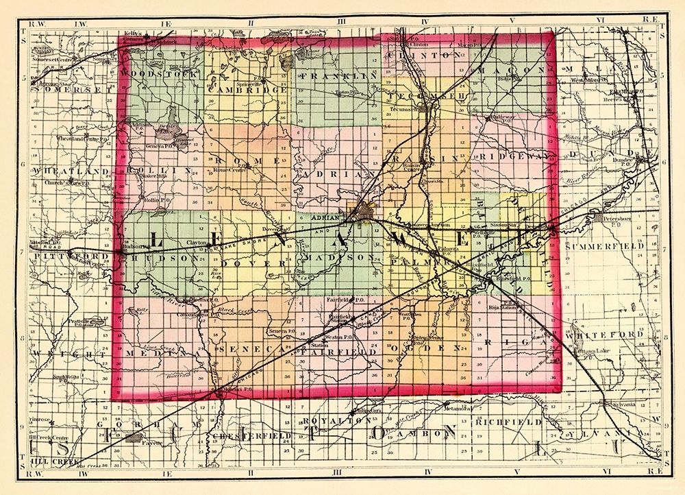 Lenawee Michigan - Walling 1873