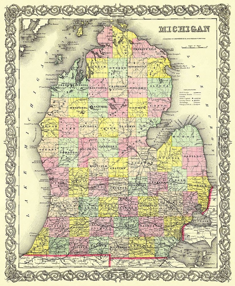 Michigan Lower Peninsula - Colton 1855