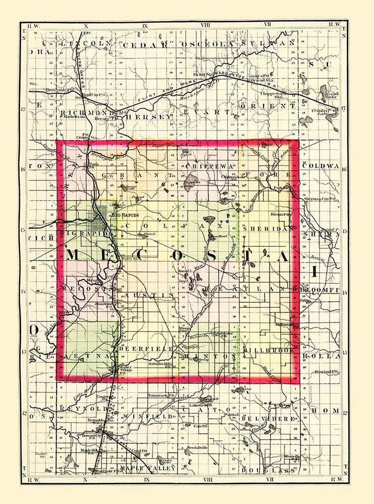 Mecosta Michigan - Walling 1873