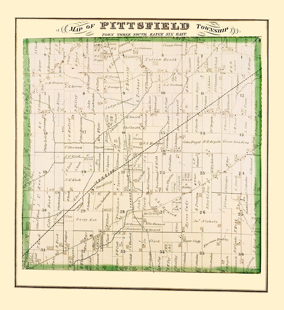 Pittsfield Michigan Landowner - Everts 1874