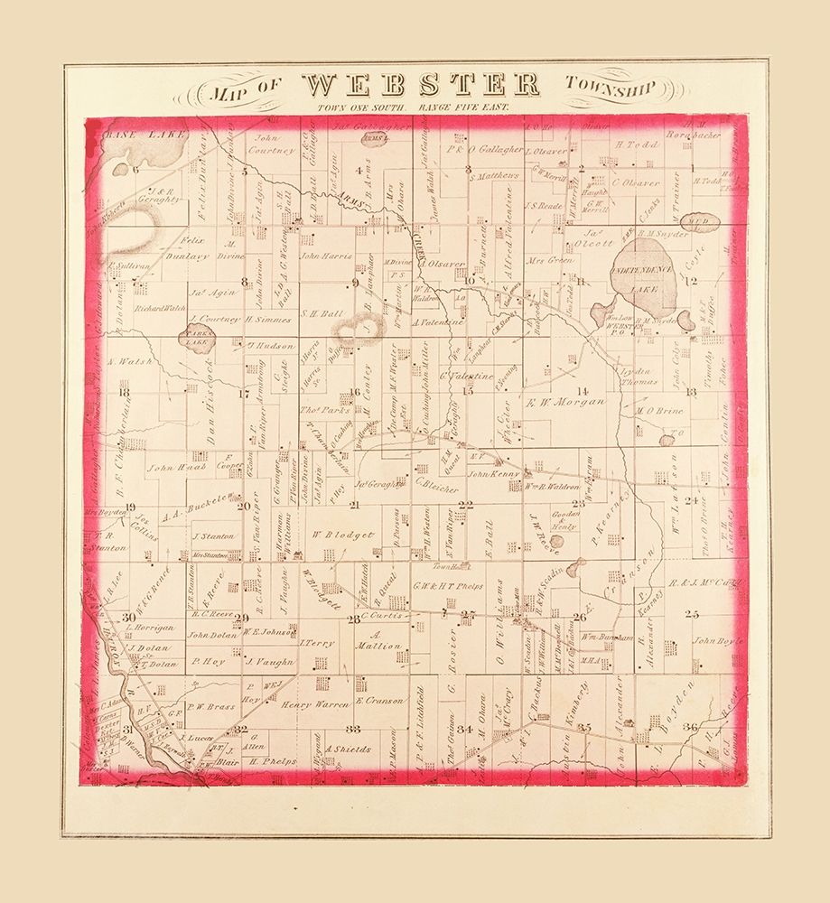 Webster Michigan Landowner - Everts 1874