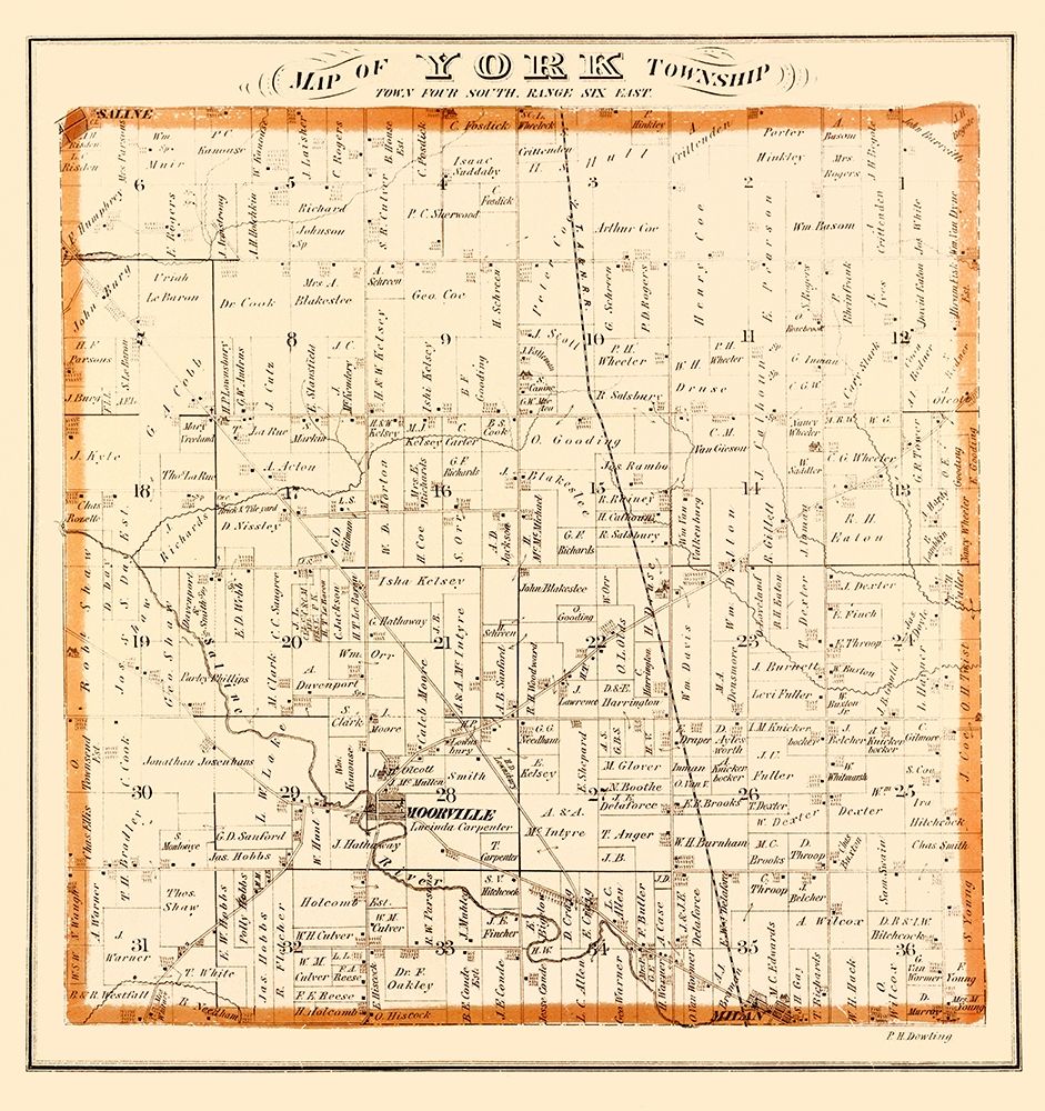 York Michigan Landowner - Everts 1874