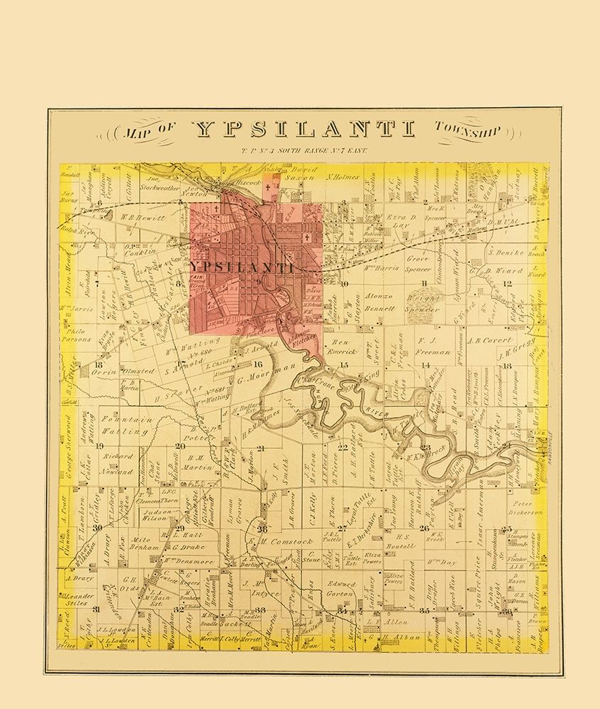 Ypsilanti Michigan Landowner - Everts 1874