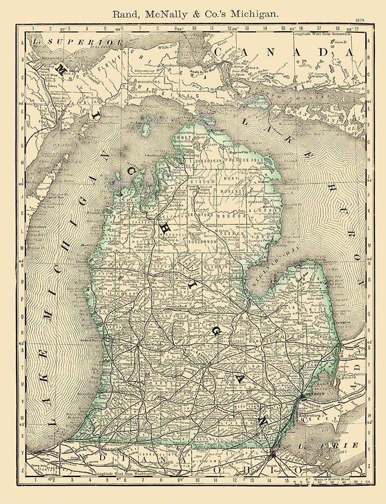 Michigan - Rand McNally 1879