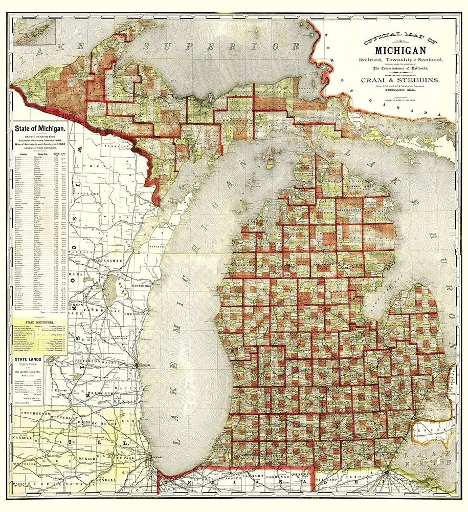 Michigan - Cram 1885
