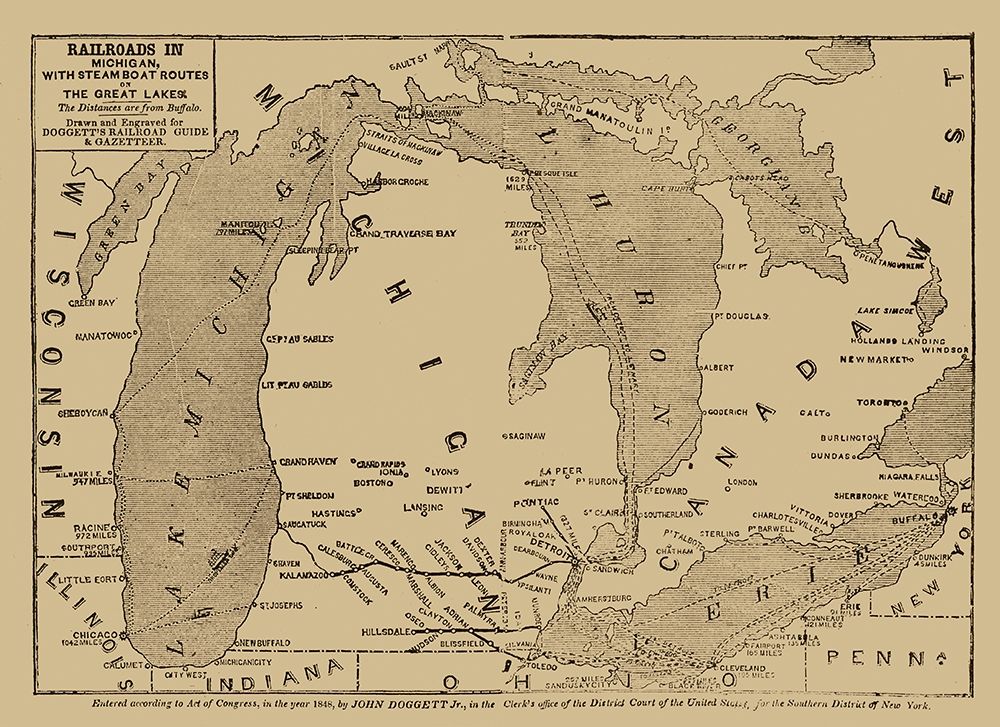 Michigan Railroads - Doggett 1848