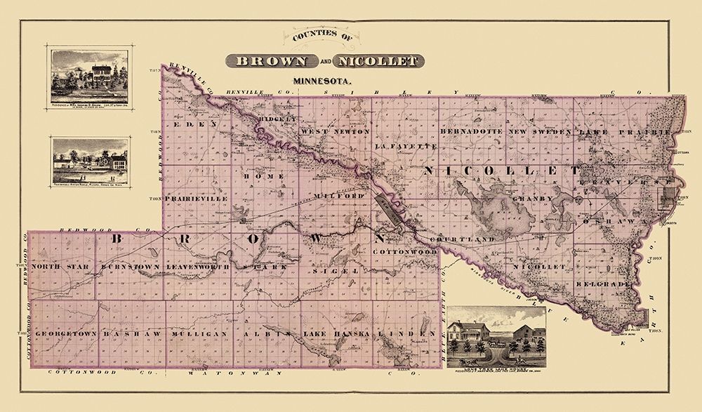 Brown  Nicollet Minnesota Landowner - Andreas 1874