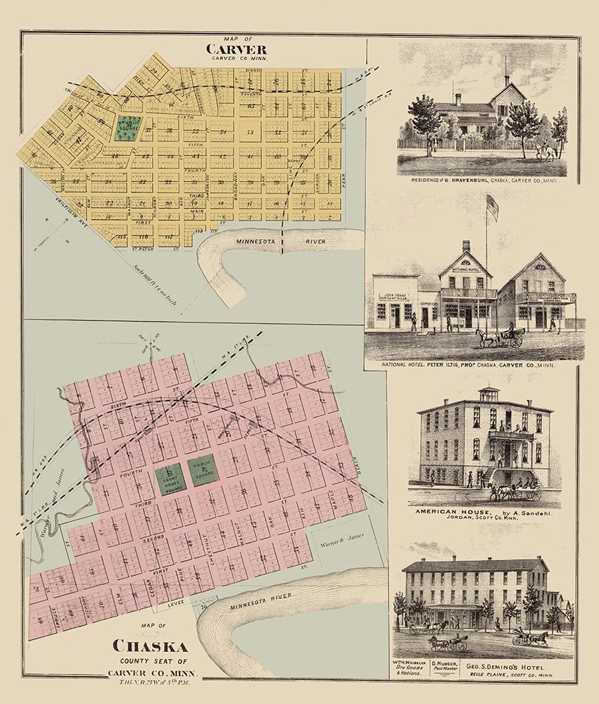 Carver, Chaska Minnesota - Andreas 1874