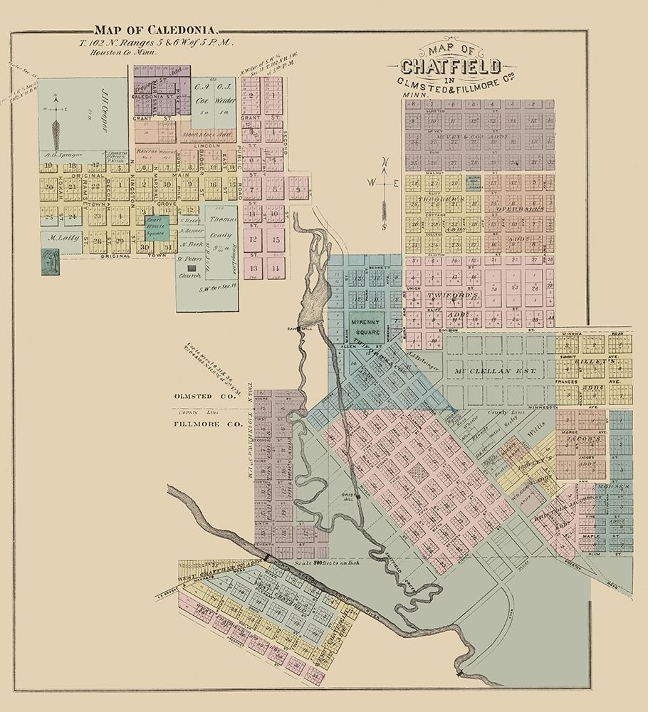 Chatfield, Caledonia Minnesota - Andreas 1874