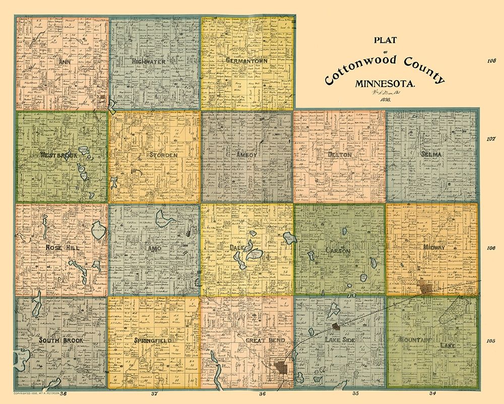 Cottonwood County Minnesota - Peterson 1898