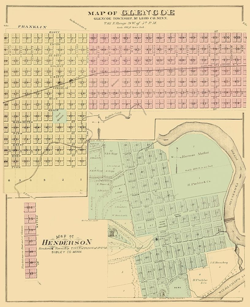 Glencoe, Henderson Minnesota - Andreas 1874
