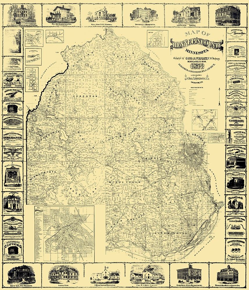 Hennepin Minnesota Landowner - Wright 1874