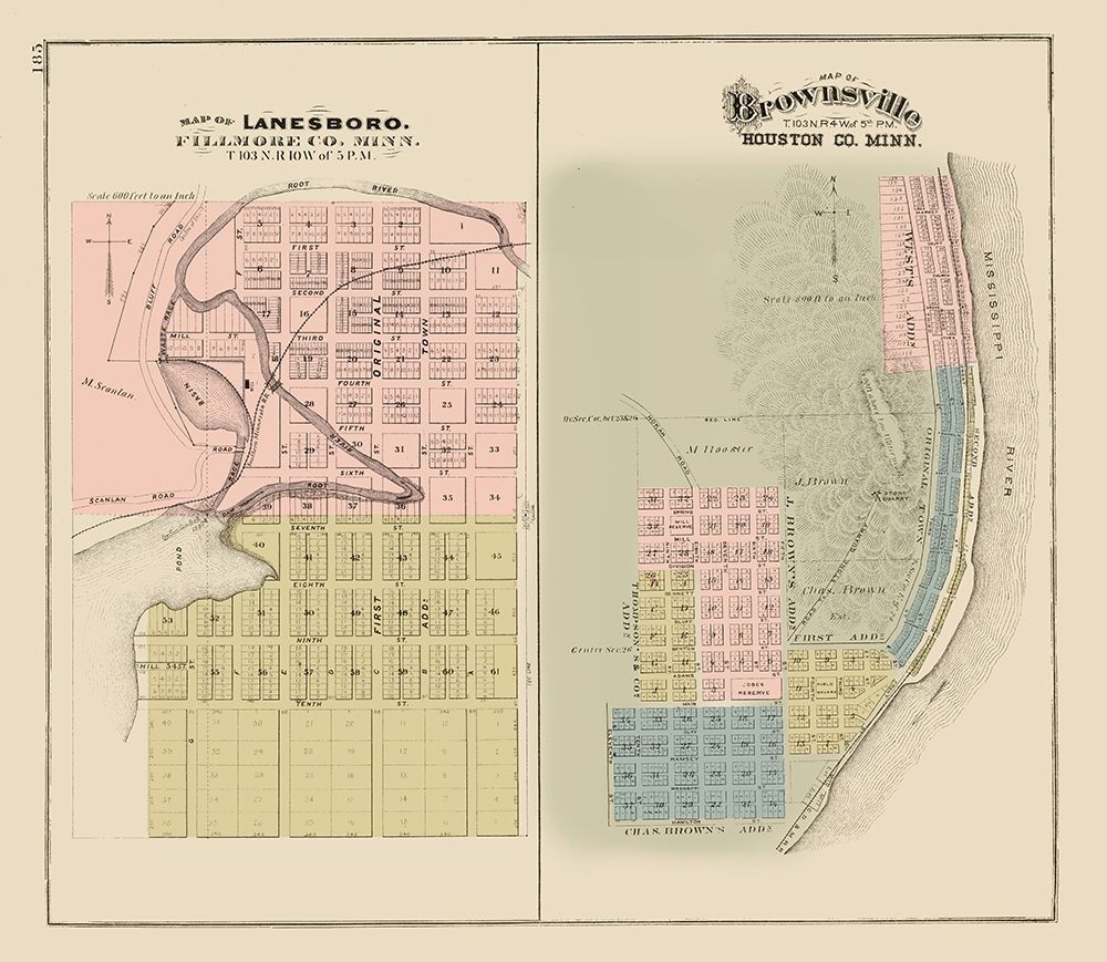 Lanesboro, Brownsville Minnesota - Andreas 1874