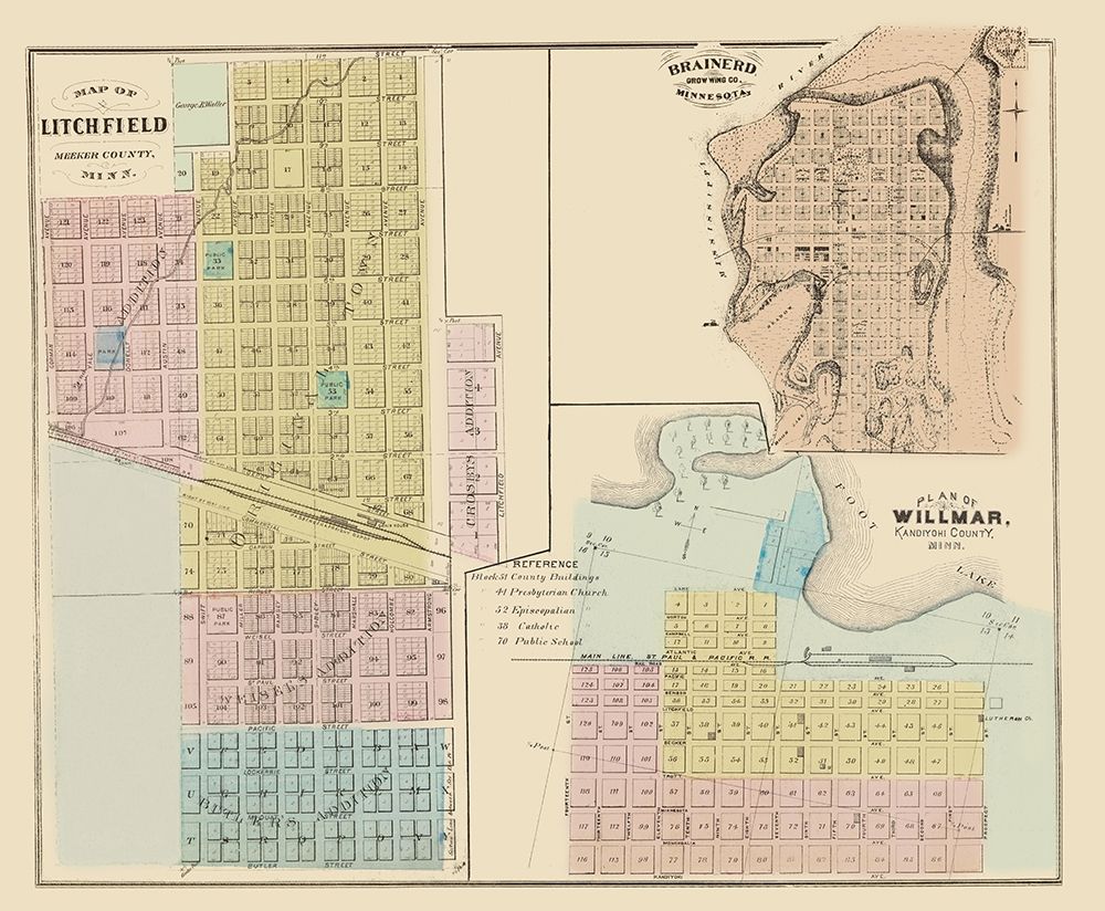 Litchfield, Brainerd, Willmar Minnesota 1874