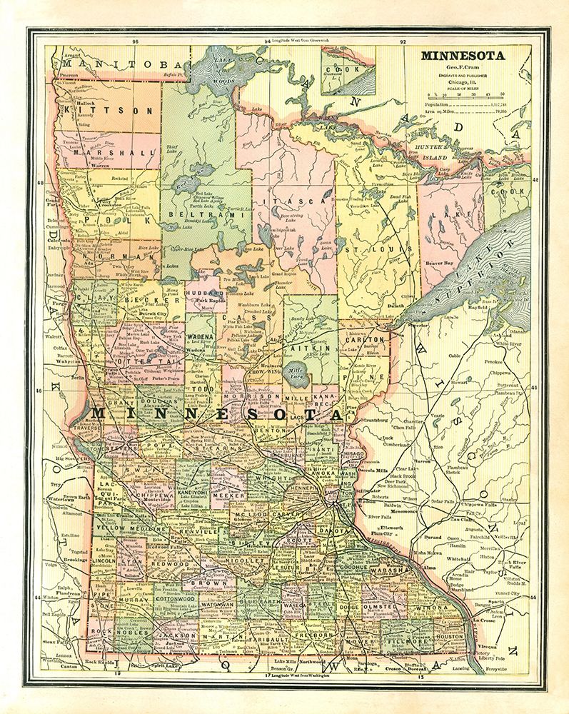 Minnesota - Cram 1886