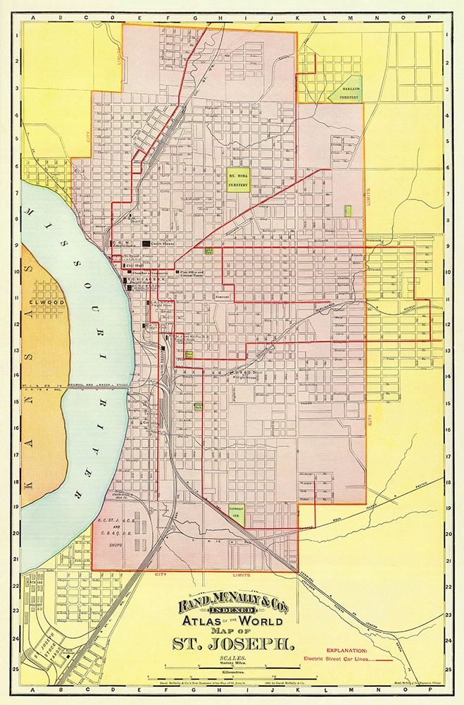 St. Joseph Missouri - Rand McNally 1892