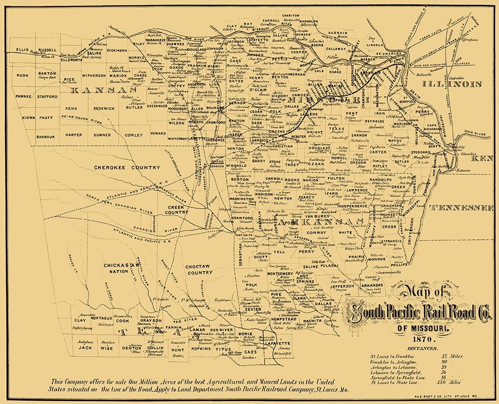Missouri Southern Pacific Railroad Co - Gast 1870