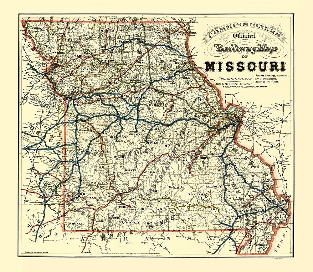 Missouri Railway Map - McHenry 1888