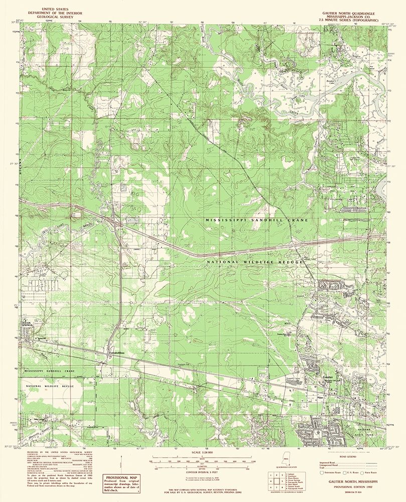 North Gautier Mississippi Quad - USGS 1982