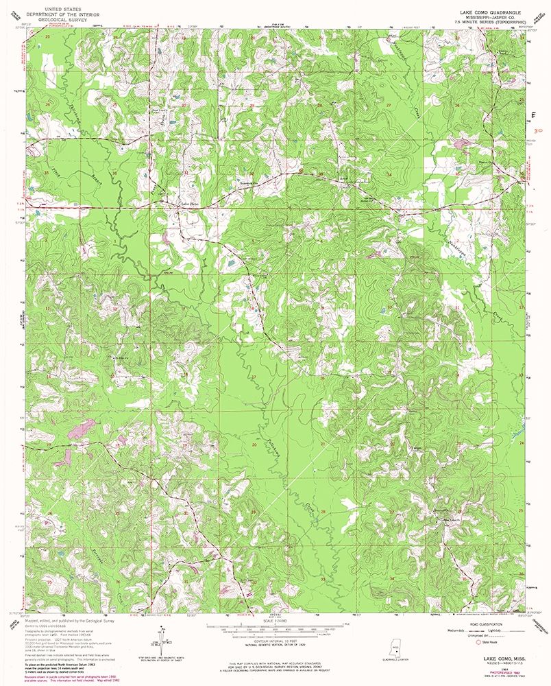 Lake Como Mississippi Quad - USGS 1964