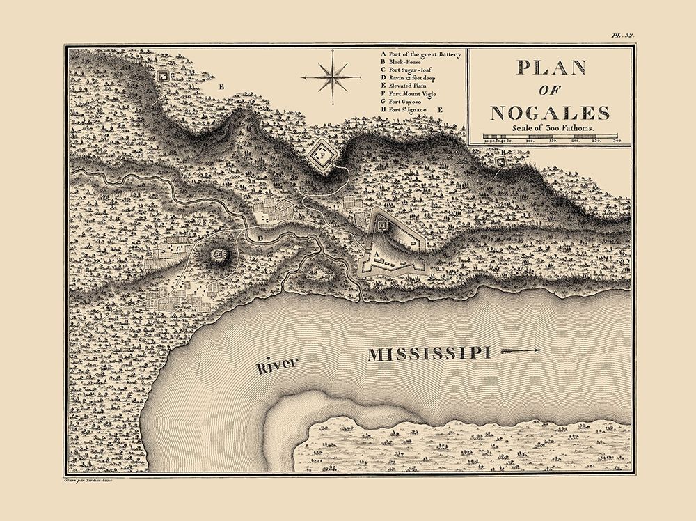 Nogales Mississippi - Collot 1796