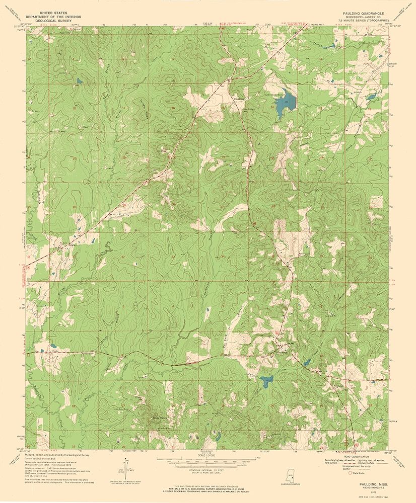 Paulding Mississippi Quad - USGS 1970