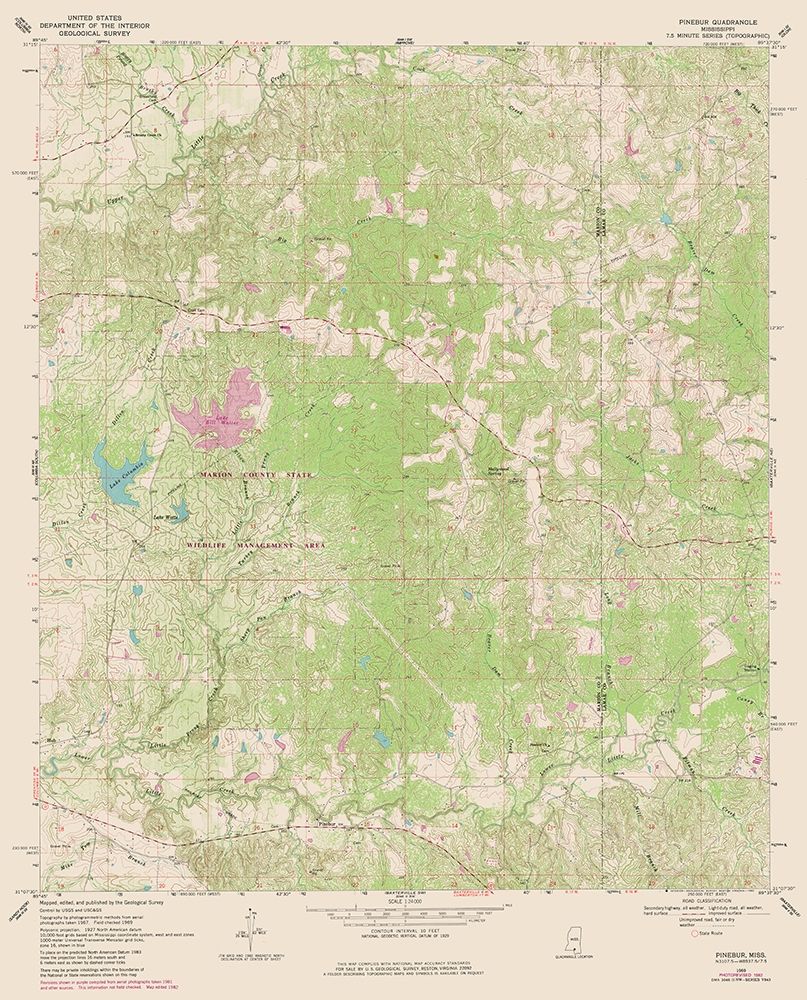 Pinebur Mississippi Quad - USGS 1969