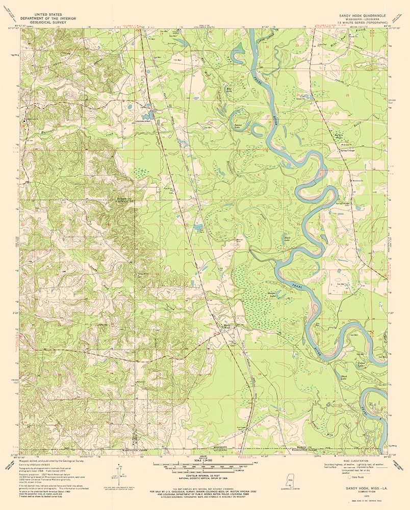 Sandy Hook Mississippi Quad - USGS 1970