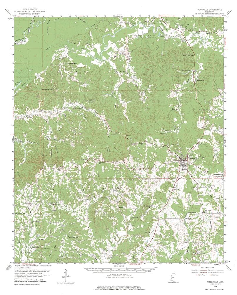 Woodville Mississippi Quad - USGS 1958