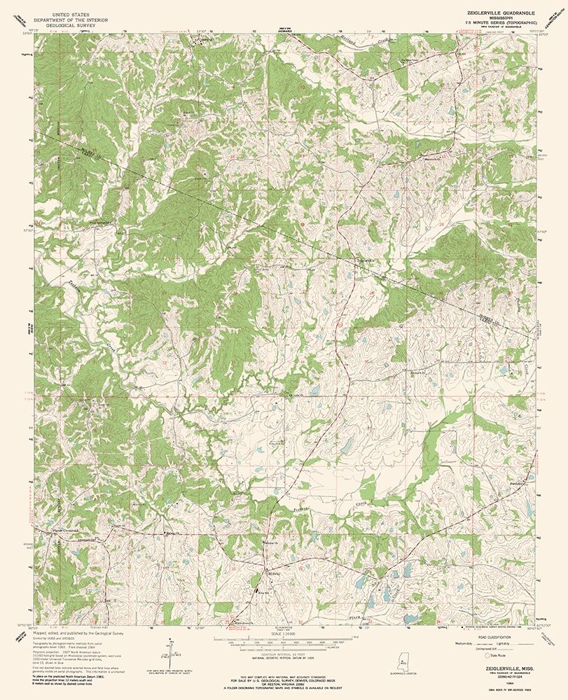 Zeiglerville Mississippi Quad - USGS 1964