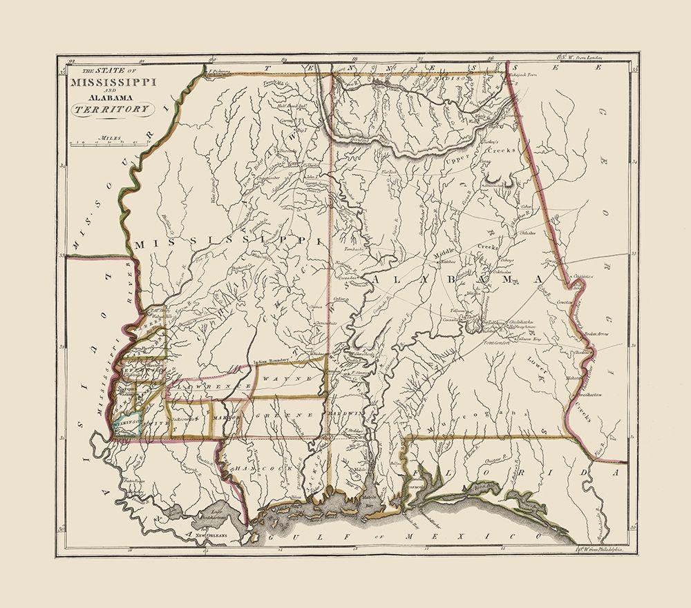 Mississippi, Alabama Territory - Carey 1818