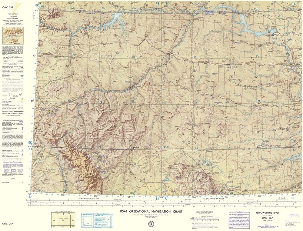 Yellowstone River Montana Aeronautical Sheet