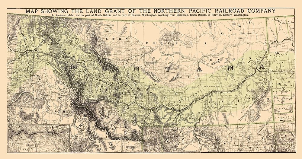 Montana Northern Pacific RR Land Grant - 1890