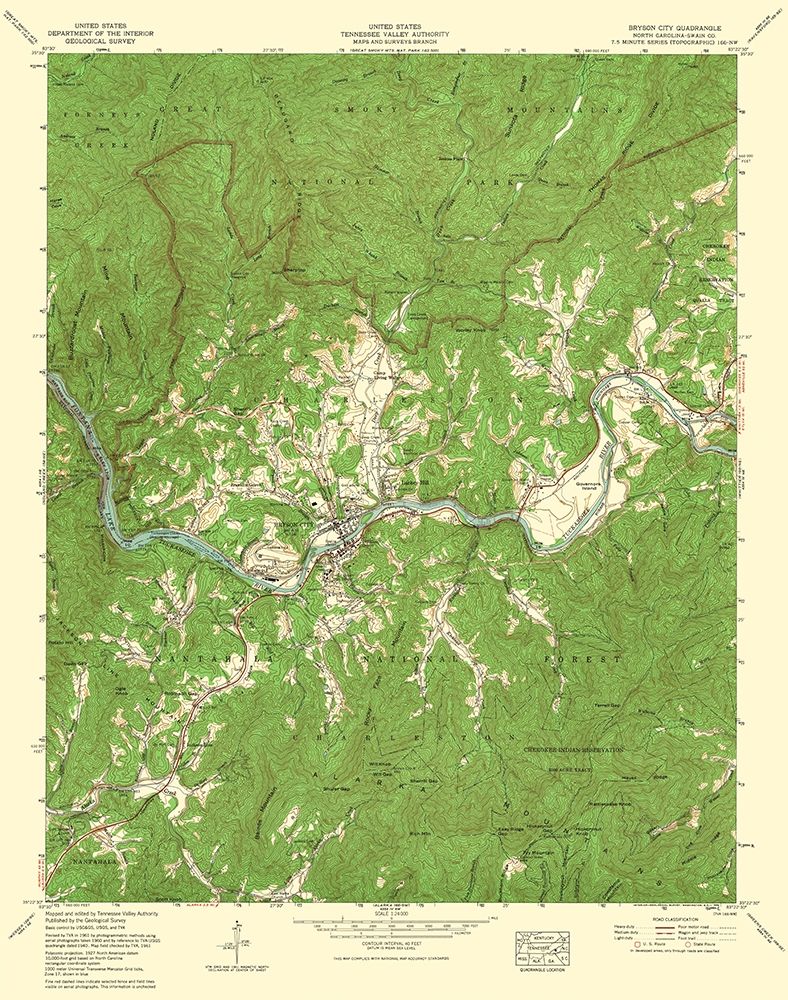 Bryson City North Carolina Quad - USGS 1935
