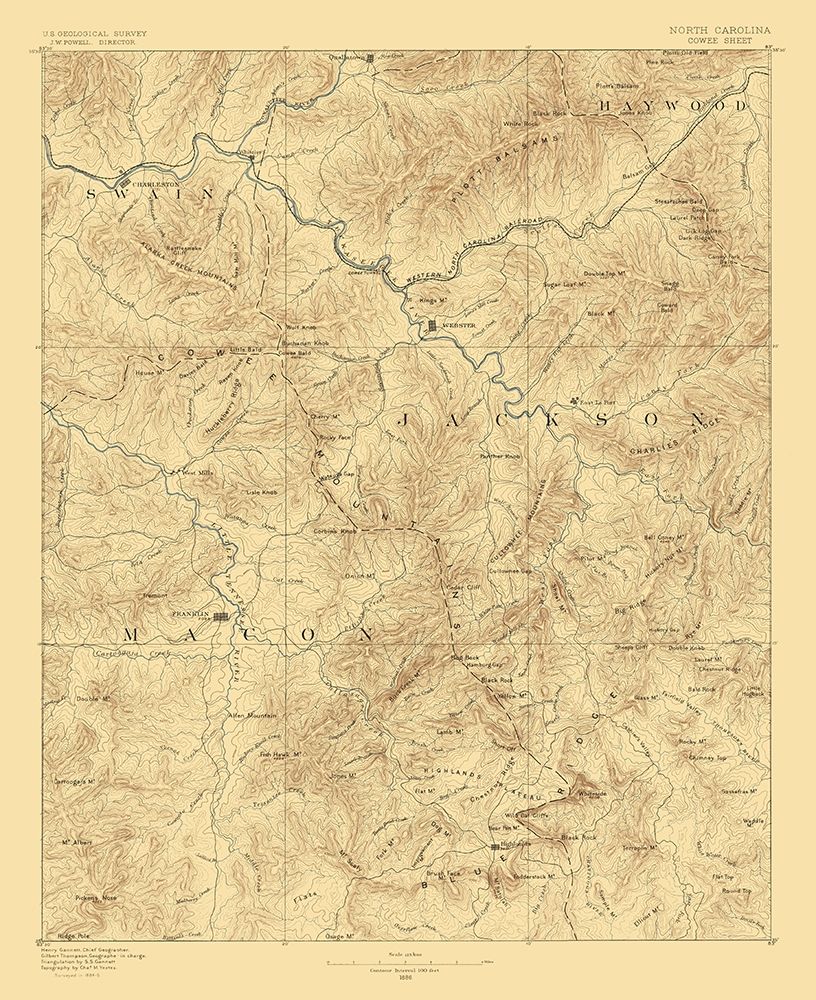 Cowee North Carolina Sheet - USGS 1886