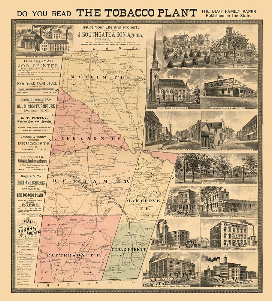Durham County County North Carolina - Johnson 1887