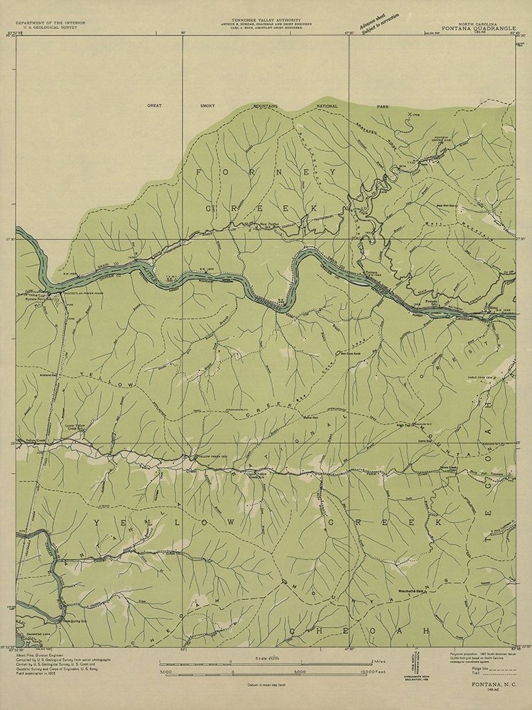 Fontana North Carolina Quad - USGS 1935