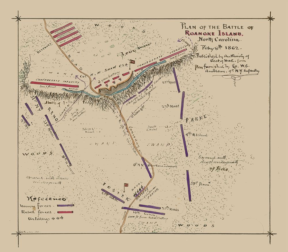 Roanoke Island North Carolina Battle - Sneden 1862